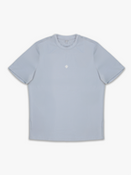 Blue Satus perforated tee on a white background